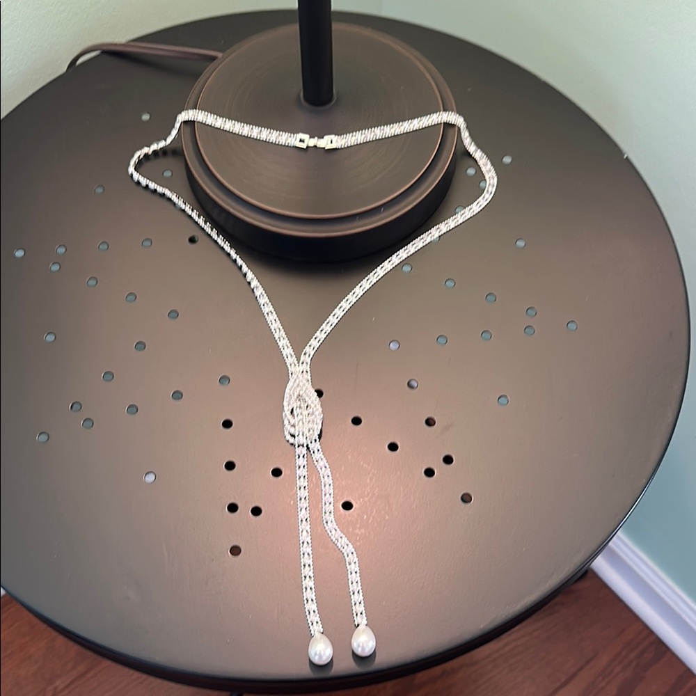 Elegant Silver Lariat Necklace
